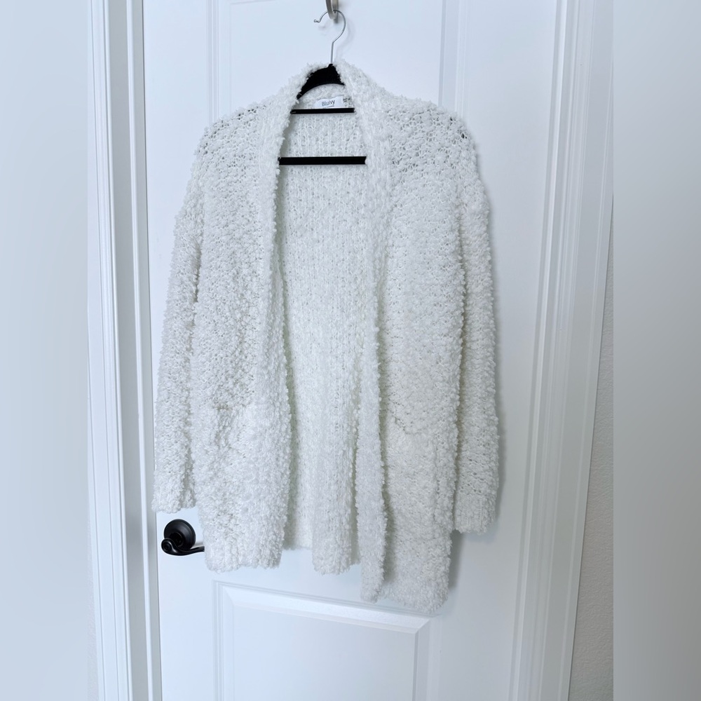 Bluivy Cream Textured Popcorn Cardigan